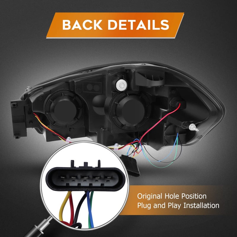 LBRST Headlight Assembly For Chevy Impala 2006-2013 For Chevy Impala Limited 2014-2016 For Chevy Monte Carlo 2006-2007 Chrome Housing Amber Reflector Clear Lens Driver and Passenger Side Headlamp - Image 4